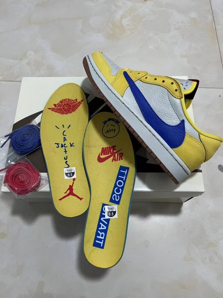21 Travis Scottx Air Jordan 1 Low OG quotCanaryquot f2DZ4137-70036-475