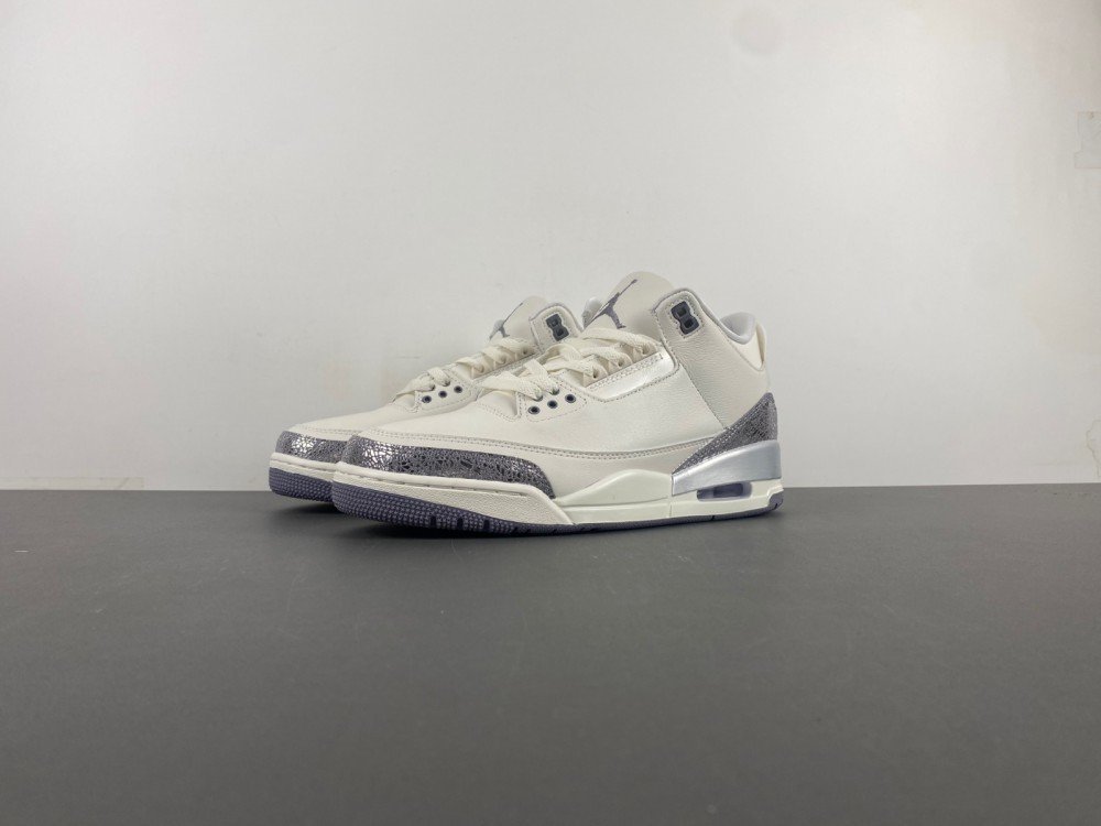 97 version of Jordan 3 Air Jordan 3 SailMetallic Silver off-white metallic silver elephant pattern overlay color Item No. CK9246-100 Release date April 12th Top layer leather genuine label 9729 number 36-