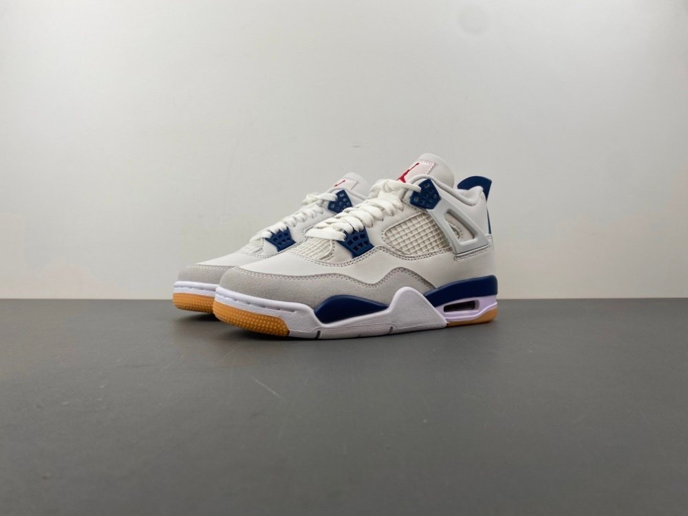 Women's Shoes 12th Edition Nike SB x Air Jordan 4 Navy 2025 New White Blue Gray SB Color Item No. DR5415-100 Women's Shoes Original Version 12 Number 4Y-7Y Shipping