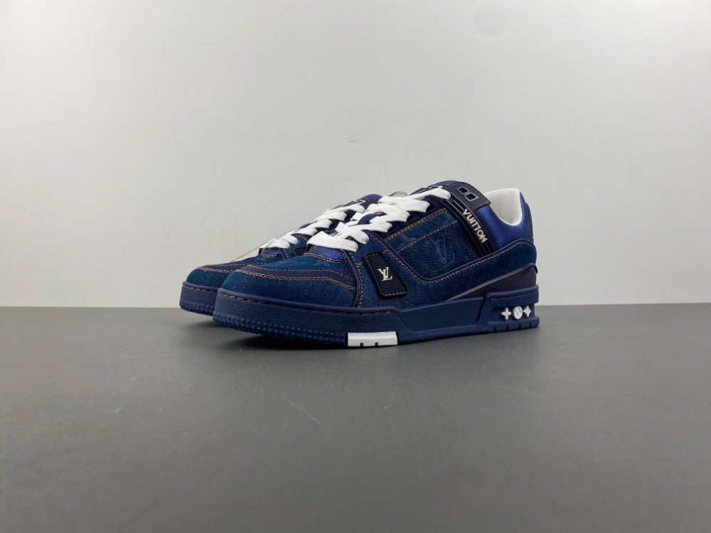 Top version X2Louis Vuitton LV trainer denim dark blue original version X248 number 35-46 shipped 49