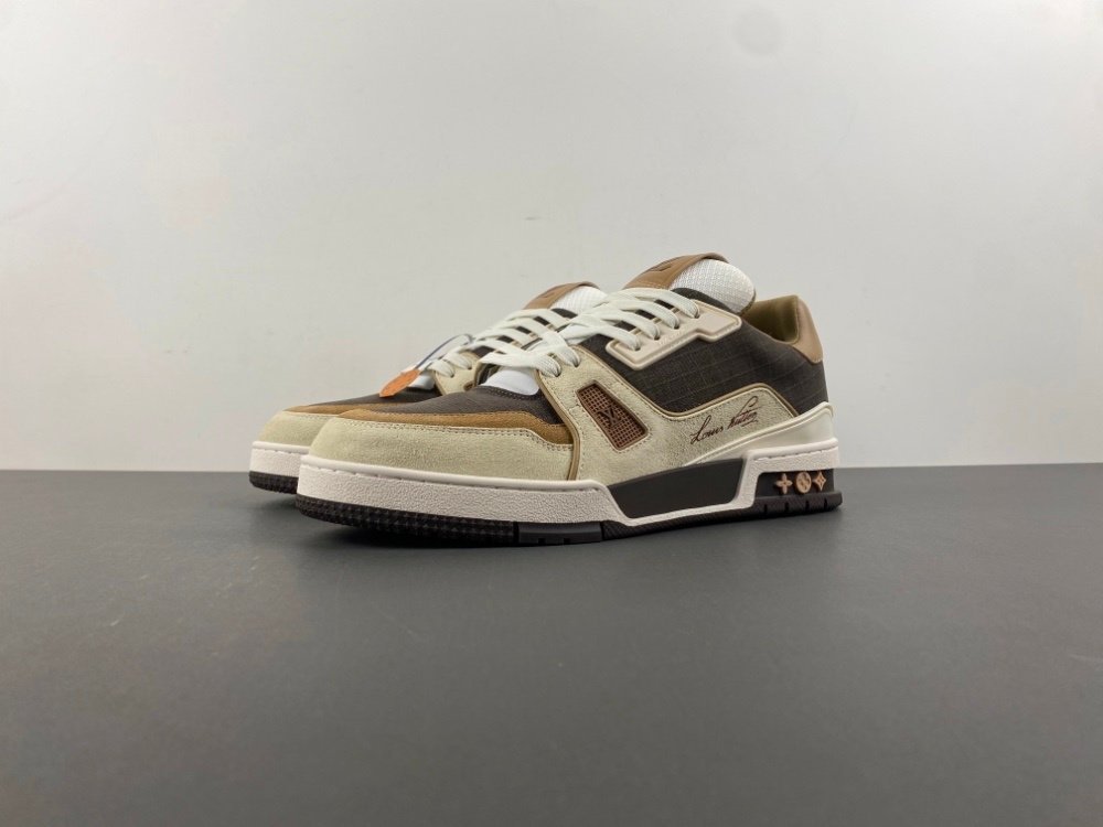 Top version X2Louis Vuitton LV trainer beige brown original version X246 number 38-46 shipped 47
