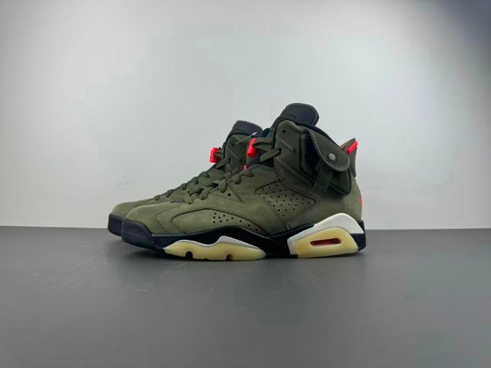 Version t Jordan 6th generation Travis Scott x Air Jordan 6 pocket joint military green original version t item number CN1084-200 40 number 40-475 shipped 43