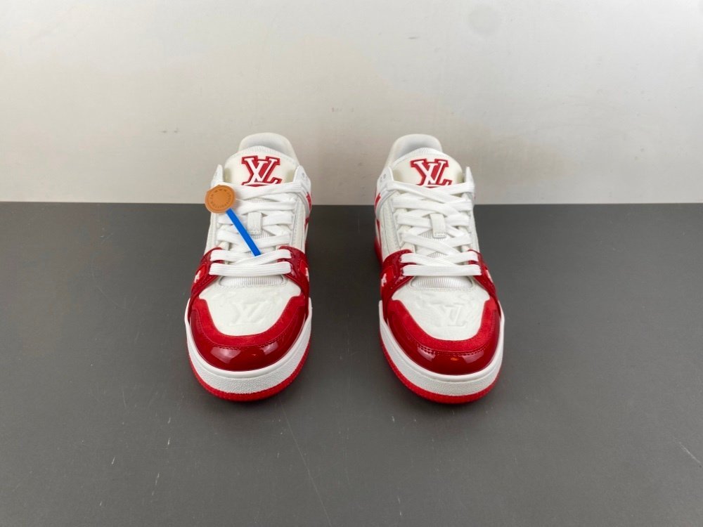Top version X2Louis Vuitton LV trainer white and red mirror color LV co-branded original version X244 number 38-46 shipped 45