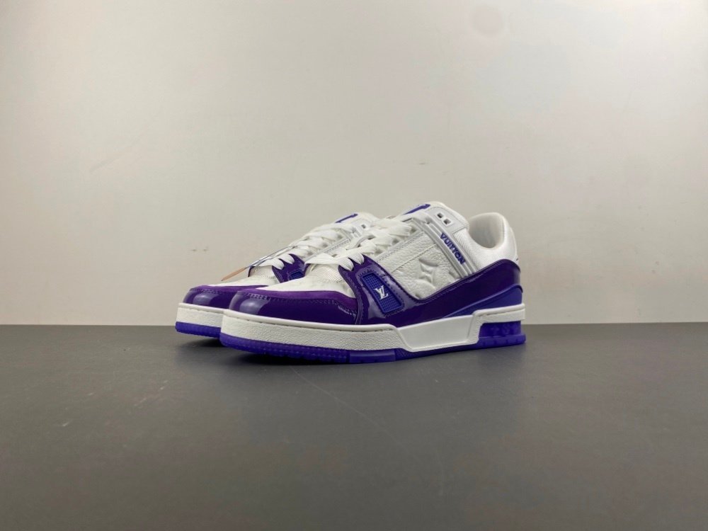 Top version X2Louis Vuitton LV trainer white purple mirror color LV co-branded original version X244 number 38-46 shipped 45