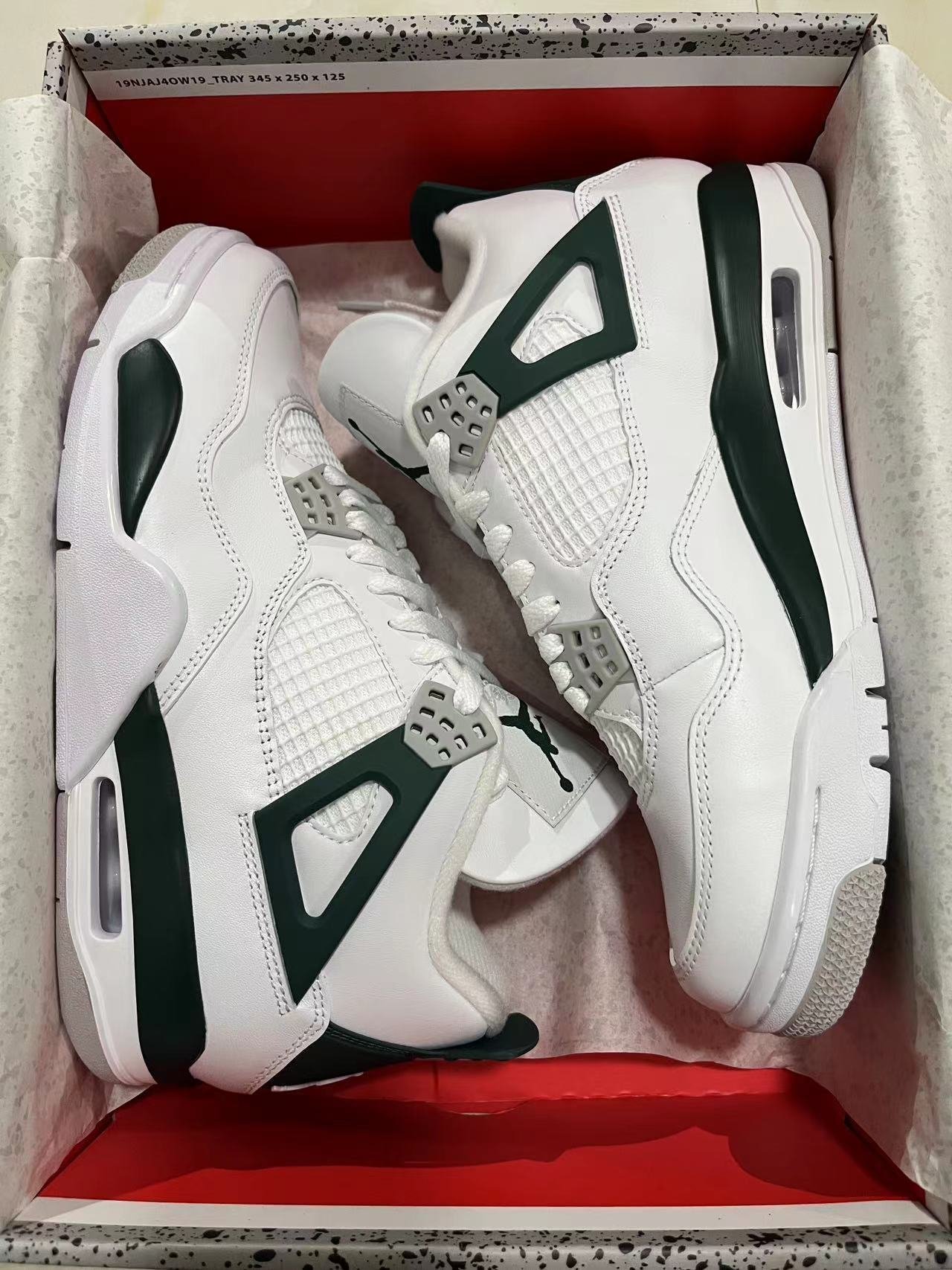 50 version of Jordan 4 Air Jordan 4 Oxidized Green White Green Gray Item No. FQ8138-103 Release date May 25, 2024 Top layer leather genuine label 5035 number 7-14x3D40-485 shipped 37 - Image 1