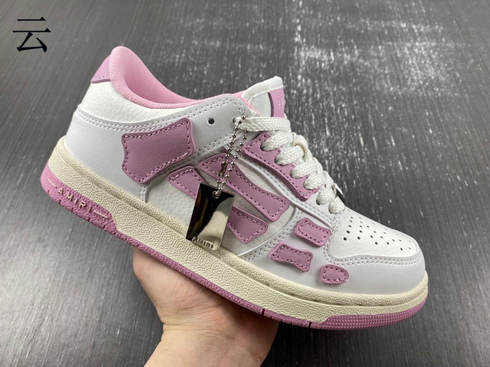 Color of H version collection picture 7 Amiri Skel Top Low Bone Skeleton Trainer Two-layer leather genuine label H marked pink 36-3917 number 36-45 shipped 19