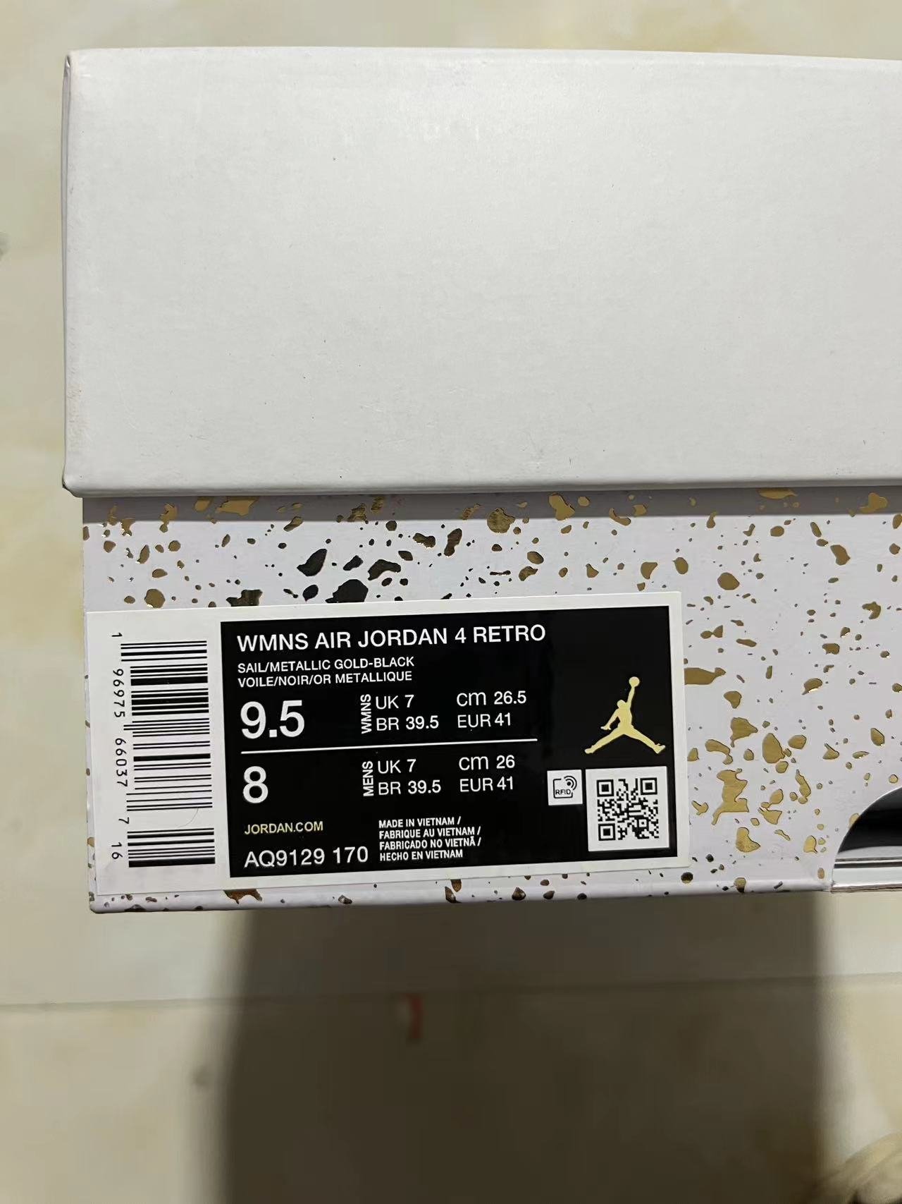 cAir Jordan 4 Metallic Gold  AQ9129-170  c36-475 4 - Image 1
