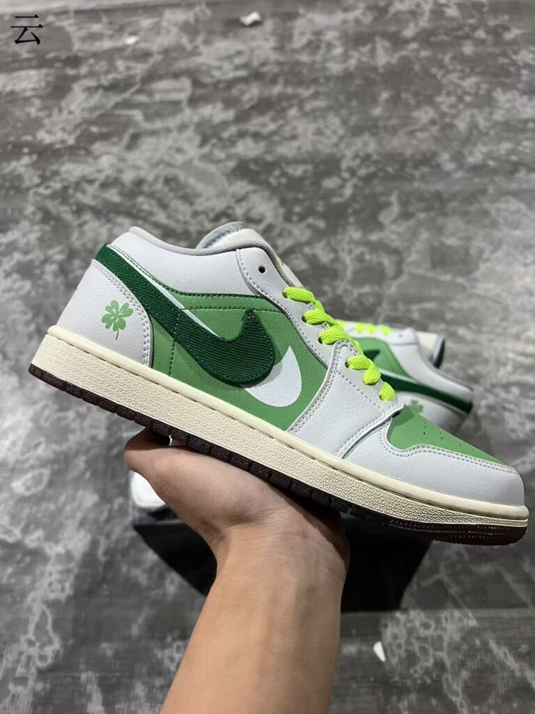 F-Air Jordan 1 Low AJ1 Jordan 1 White and Green Double Hook Low-top Retro Basketball Shoes Item No. FZ5046-041 Size 36-46